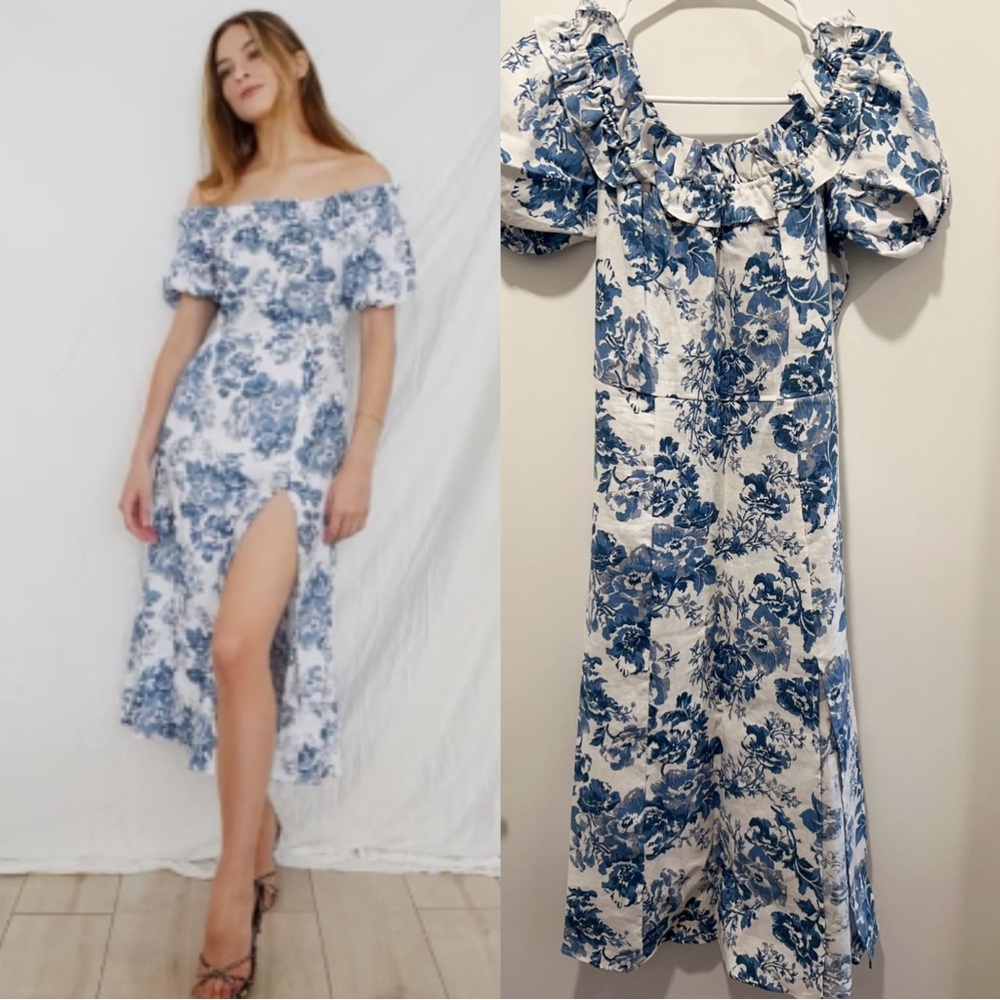 BNWT Reformation Off Shoulder Linen MIDI Dress